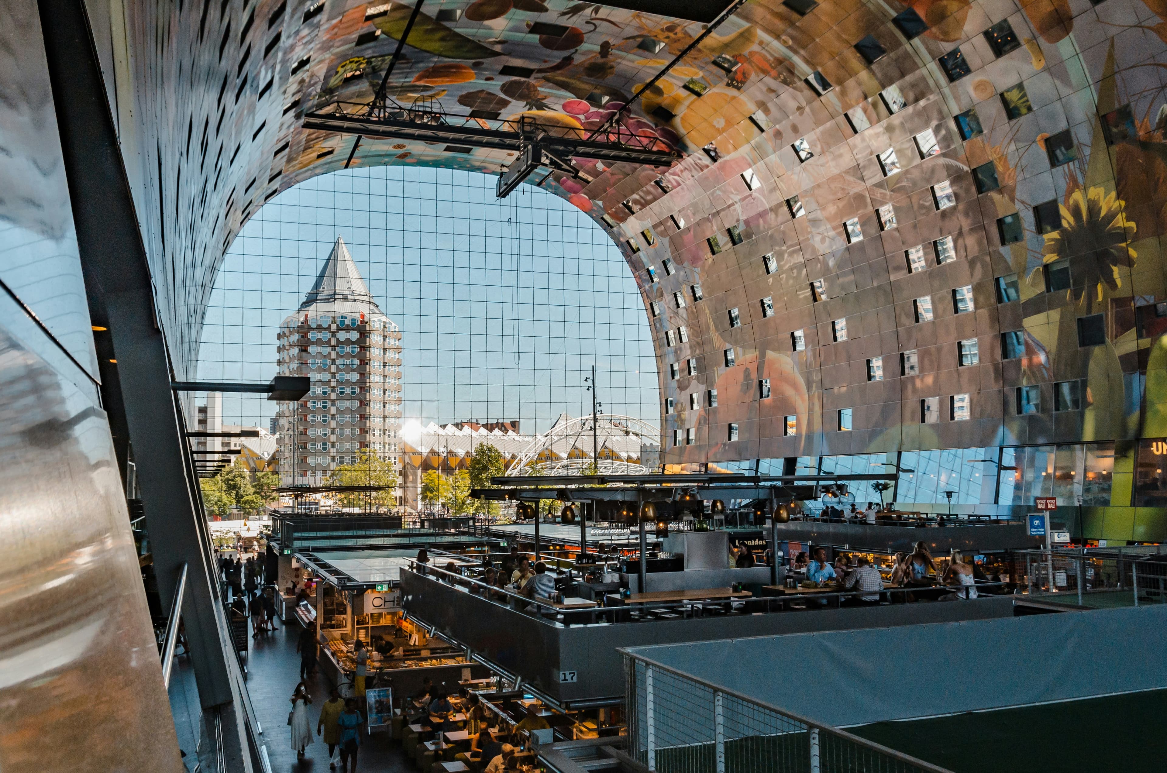 Rotterdam cityscape with flood prevention infrastructure